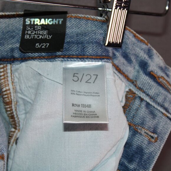 NWT Simple Society Y2K Crystal Destroyed‎ High Rise Straight Jeans 5/27 Festival - Picture 14 of 14